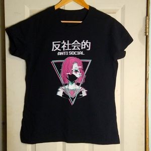 Edgy Alt Aesthetic Anime- Anti Social Tshirt
